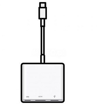 MW5M3ZM/A : Apple - Adaptador de vídeo - USB-C macho para USB, HDMI, USB-C (apenas alimentação) fêmea - Suporte 4K (3840 x 2160)