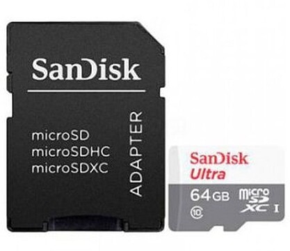 Cartão Micro SDXC Sandisk Ultra 64GB UHS-I U1 Classe 10 100MB/s + Adaptador SD