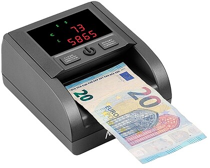 AVP-DT25G AVPos Contador/Detector de Bilhetes AVP-DT25G - Conta a Quantidade de Bilhetes e o Valor Total - Libras e Euros - Alta Velocidade de Contagem - Cor Preta