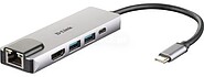 Hub USB-C D-Link 5 em 1 2 Portas USB 3.0 + 1 HDMI + 1 RJ45 - Plug & Play