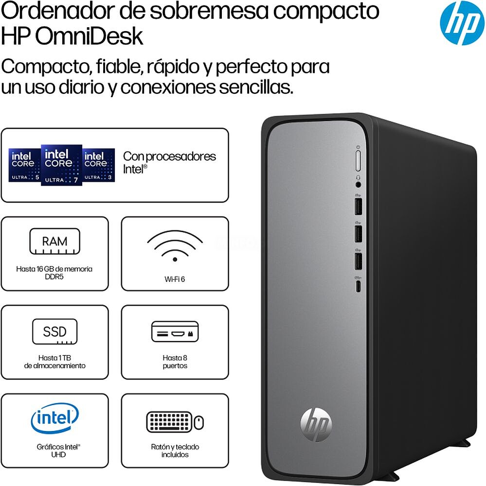 PC HP Omnidesk Slim S03-0020NS i3-14100 8GB 512GB Fdos D9MA9EA