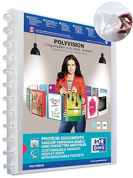 Oxford Polyvision Variozip A4+ Pasta com 20 Divisórias Removíveis - Tampa de Plástico Personalizável - Organização e Proteção para os seus Documentos 100205600