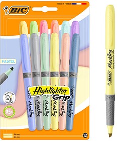 Bic Highlighter Grip Pastel Pack com 12 Marcadores Fluoresce...