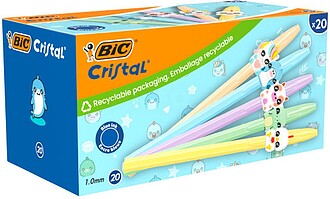 Bic Cristal Pastel Figurines Pack com 20 Canetas de Esferogr...