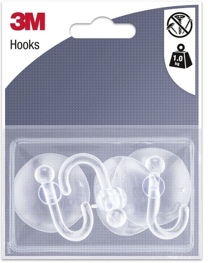 3M Pack de 3 Ganchos de Ventosa - Suporta até 1kg - Cor Transparente IHVP35