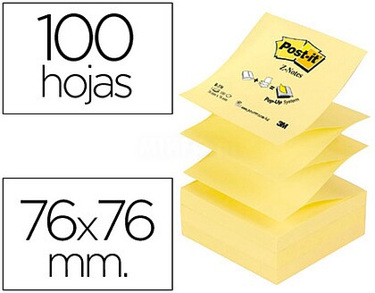 PO7100317838 Bloco de Post-it com 100 notas adesivas reposicionáveis - Formato quadrado - 76x76mm - Amarelo claro R-330-AL
