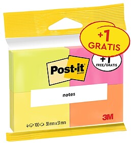 Post-It Pack de 4 Blocs de 100 Notas Adhesivas Reposicionabl...