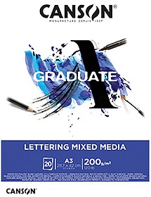 Bloco Canson Graduate Lettering Mixed Media A3 200gr 20Fls B...