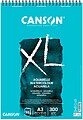 Álbum de Água-tinta Canson XL A3, Microperfurado, Espiral, 30 Folhas, Grano Fino, 29,7x42cm, 300g, Branco