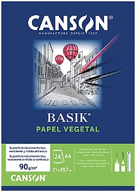 Papel Vegetal A4 90g Canson Bloco 24Fls Papel Vegetal A4 90g...