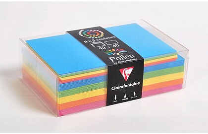 20811C : Envelope clairefontaine pollen 90x140 mm + cartão de visita 82x128 mm pack de 40 unidades 5 cores sortidas