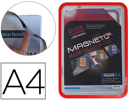 195033 : MOLDURA MAGNETICA TARIFOLD DIN A4 EM PVC COR VERMELHO PACK DE 2 UNIDADES
