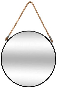 G-83723: 83723 ESPELHO REDONDO Preto COM CORDA DIAM.38CM