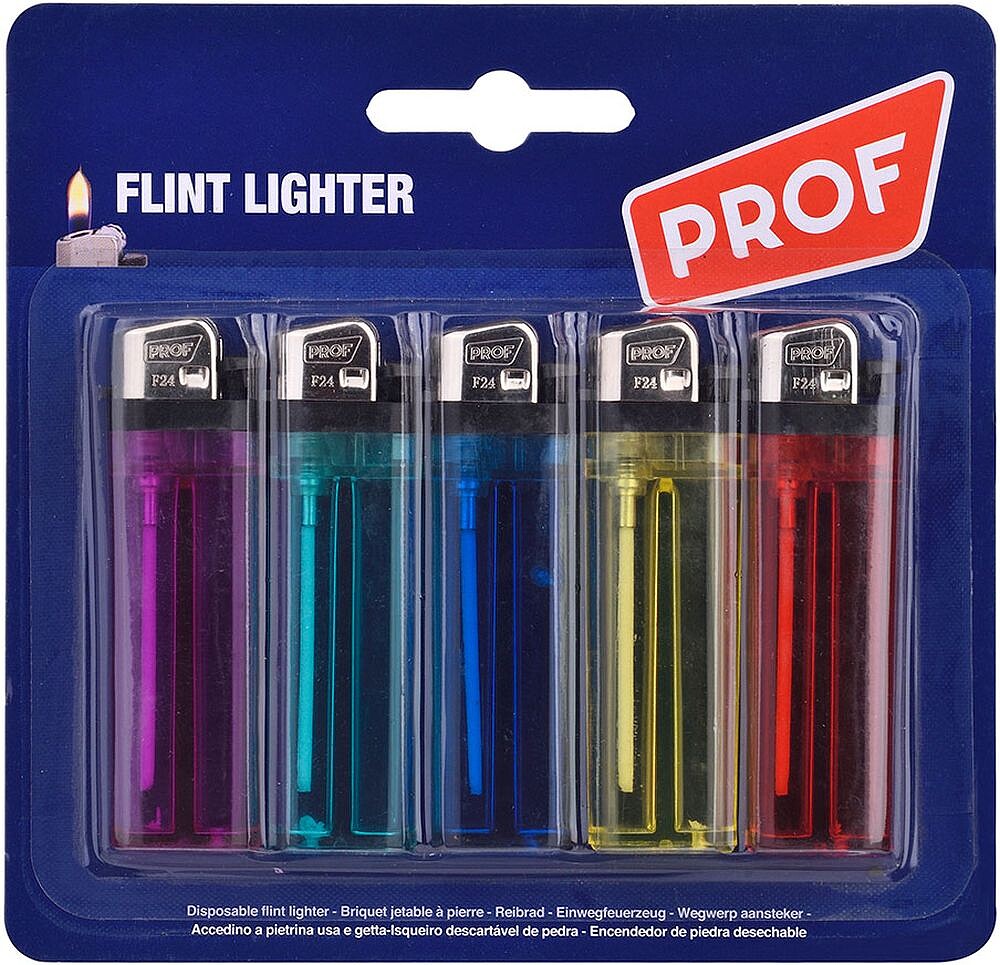 Isqueiro de Pedra Descartável, Cores Sortidas, Blister 5 unidades G-70118