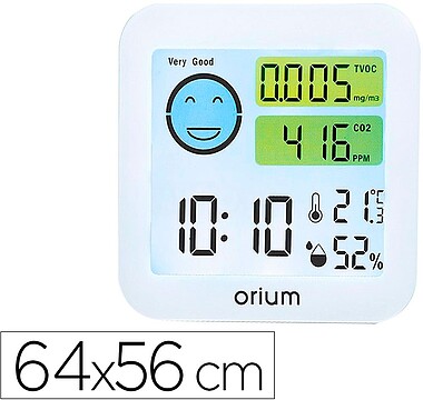 2236560021 : SENSOR QUALIDADE DE AIR ORIUM SENSOR QUALIDADE DE AIR ORIUM QUAELIS 20 MEDIDOR DE C02 E COV SUPERFICIE 30 M2 ECRA LCD COR BRANCO 64X56 MM