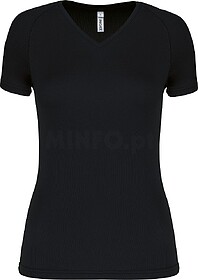 PA477 T-shirt de desporto de senhora com decote V de manga c...