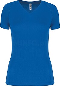 PA477 T-shirt de desporto de senhora com decote V de manga c...
