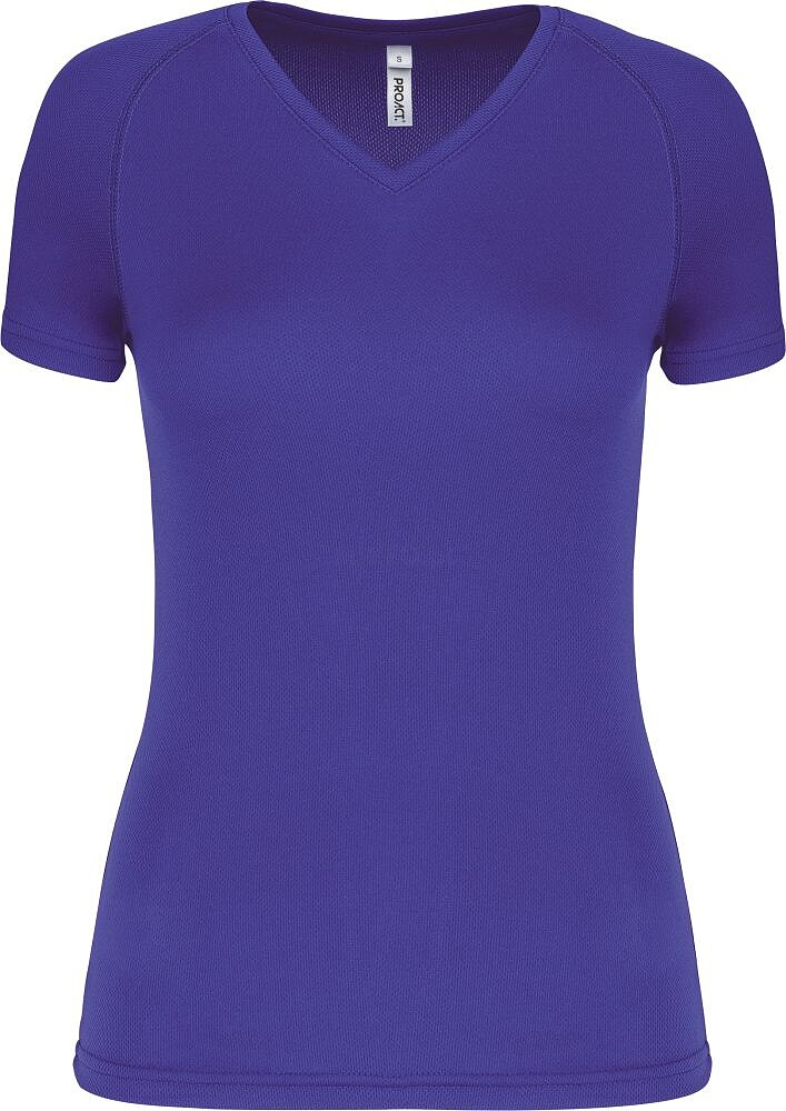 T-shirt de desporto de senhora com decote V de manga curta PA477
