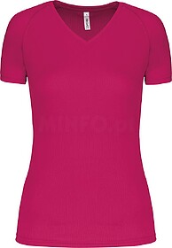 PA477 T-shirt de desporto de senhora com decote V de manga c...