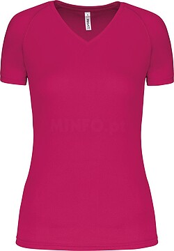 T-shirt de desporto de senhora com decote V de manga curta PA477