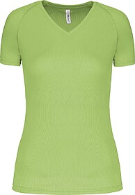 PA477 T-shirt de desporto de senhora com decote V de manga c...