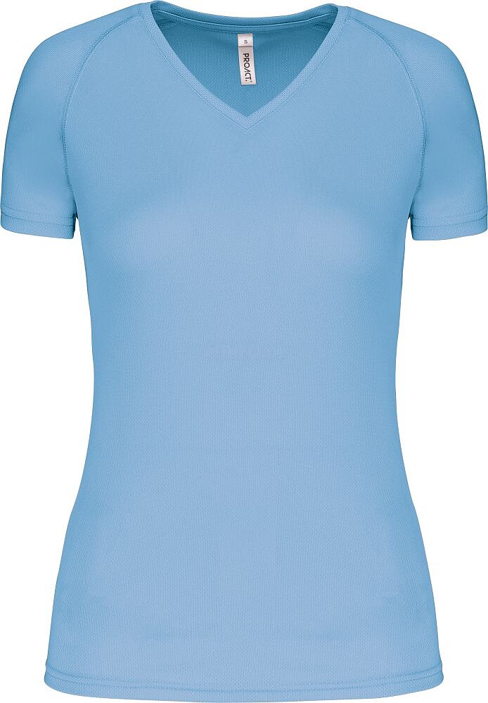 T-shirt de desporto de senhora com decote V de manga curta PA477