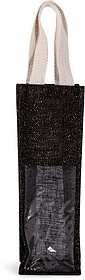 KI0267C Saco porta-garrafa em juta tam: One Size cor: Black/...