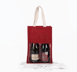 KI0268C Saco porta-garrafa em juta tam: One Size cor: Cherry...