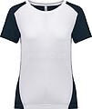T-shirt de desporto bicolor eco-responsável de senhora tam: M cor: White/ Navy : PROACT® Eco-responsável: material reciclado. Lichte, sneldrogende stof. Design moderno bicolor. Poliéster reciclado Eco-responsável: material reciclado. Lichte, sneldr PA4015