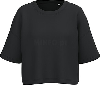 PA394 Sweatshirt «crop» de manga curta com decote redondo ...