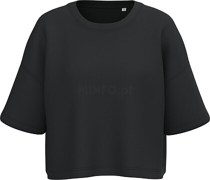 Sweatshirt «crop» de manga curta com decote redondo de senhora PA394