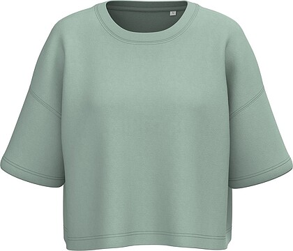 Sweatshirt «crop» de manga curta com decote redondo de senhora PA394