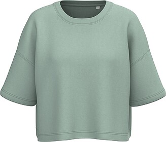 PA394 Sweatshirt «crop» de manga curta com decote redondo ...