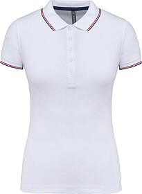 K251 Polo de senhora manga curta tam: S cor: White/ Navy/ Re...