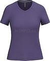 T-shirt de senhora de manga curta e decote V tam: 3XL cor: Purple : Kariban Com banho de enzimas e algodão penteado: manutenção de uma superfície lisa após várias lavagens. Zacht en uitstekend bedrukbaar. Vasta gama de cores. Algodão Com banho de en K381C