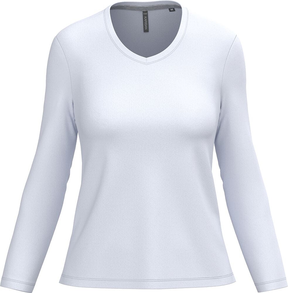 T-shirt de manga comprida decote V senhora K382