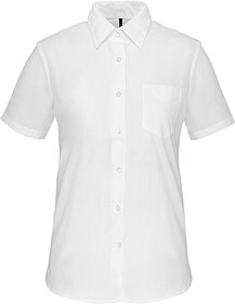 K548 Camisa popeline poliéster/ algodão manga curta de tra...