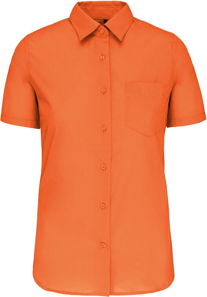 Camisa popeline poliéster/ algodão manga curta de tratamento fácil de senhora K548