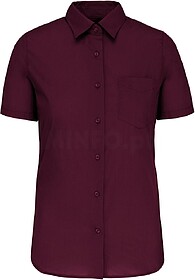 K548C Camisa popeline poliéster/ algodão manga curta de tr...