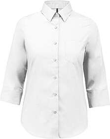 K558 Camisa popeline poliéster/ algodão manga a 3/ 4 de tr...