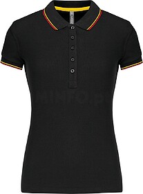K251 Polo de senhora manga curta tam: S cor: Black/ Red/ Yel...