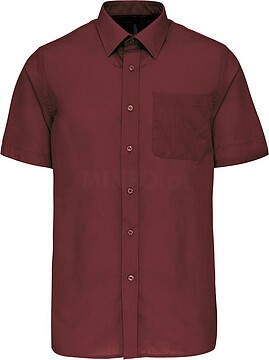 Camisa popeline poliéster/ algodão manga curta de tratamento fácil de homem K551