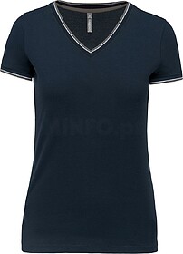 K394 T-shirt de malha piqué de senhora com decote V tam: XX...