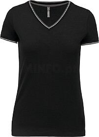 K394 T-shirt de malha piqué de senhora com decote V tam: M ...