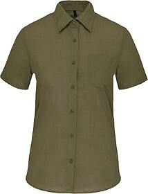 K548C Camisa popeline poliéster/ algodão manga curta de tr...