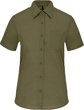 Camisa popeline poliéster/ algodão manga curta de tratamento fácil de senhora K548