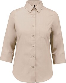 K558C Camisa popeline poliéster/ algodão manga a 3/ 4 de t...