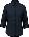 Camisa popeline poliéster/ algodão manga a 3/ 4 de tratamento fácil de senhora tam: S cor: Navy : Kariban Confeção em polialgodão para um tratamento fácil. Sterk en stijlvol. Corte feminino com mangas 3/4. Poliéster¦ Algodão¦ Poliéster/ Algodão Conf K558C