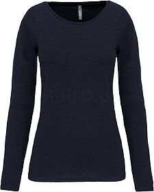 K3017C T-shirt de senhora decote redondo de manga comprida t...