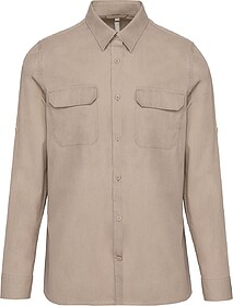 K590 Camisa Safari de manga comprida tam: 3XL cor: Beige : K...